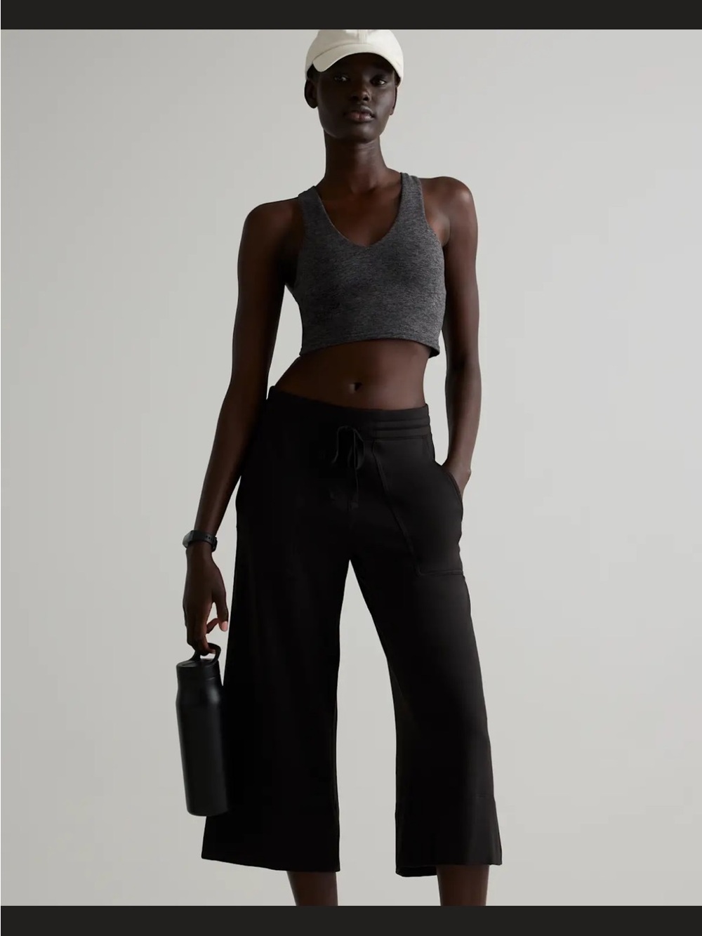 Quince Supersoft Fleece Cropped Wide Leg Pants, NWOT, L